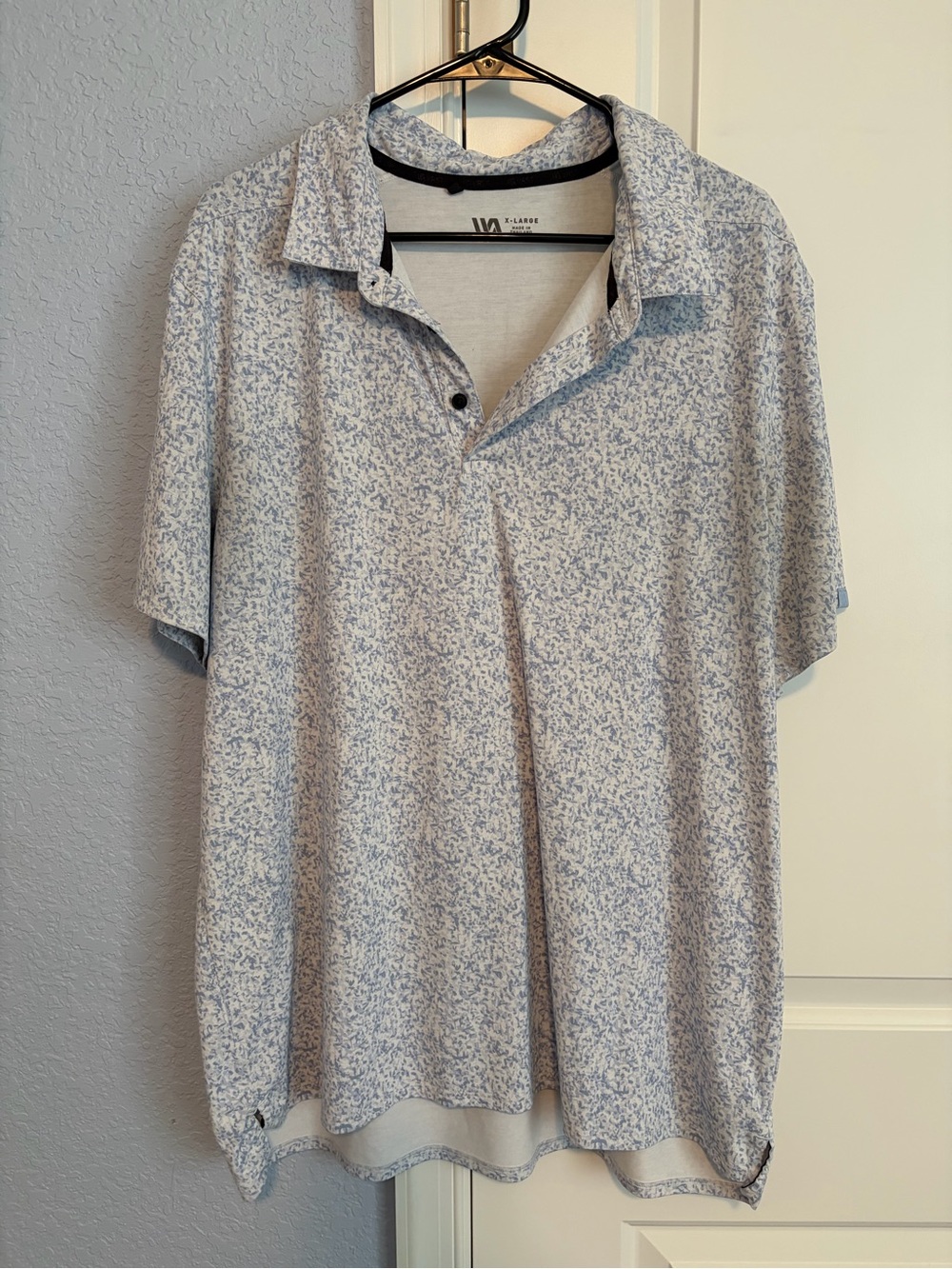 VRST Men's Light Blue Micro-Print Polo